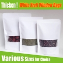 5 pcs White Kraft Candy Bags with Clear Window Matt Finished Zip Lock Kraft Bag for Food